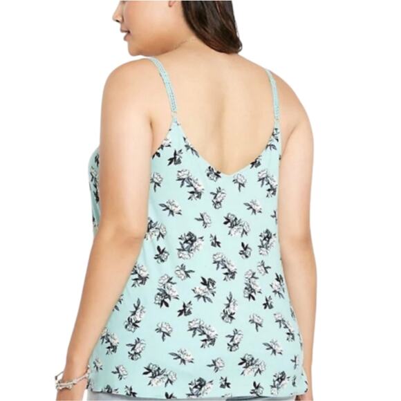 Torrid Mint Green Floral Super Soft Rose Crochet Strap Tank Top Plus Size 1X - Picture 2 of 10